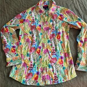 J Crew Colorful Floral Button-Up Shirt